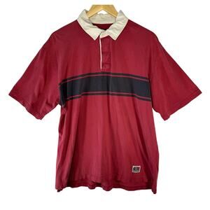 Vintage American Eagle Red Navy Stripe Polo Rugby Shirt size L